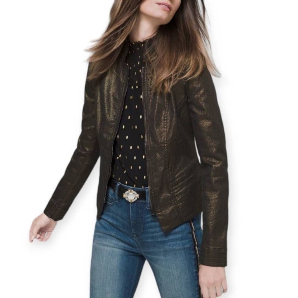 WHBM Coated Metallic Band Jacket Gold NWT Size 10